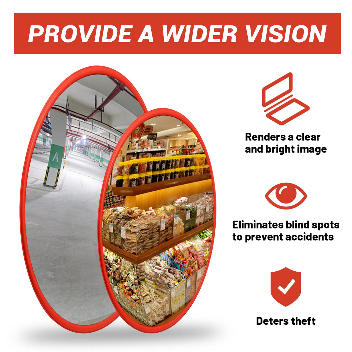 Curved Convex Mirror | 30cm | Traffic Blind Spot | Wide Angle for Driveway Garage Security