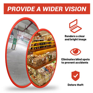 Curved Convex Mirror | 30cm | Traffic Blind Spot | Wide Angle for Driveway Garage Security