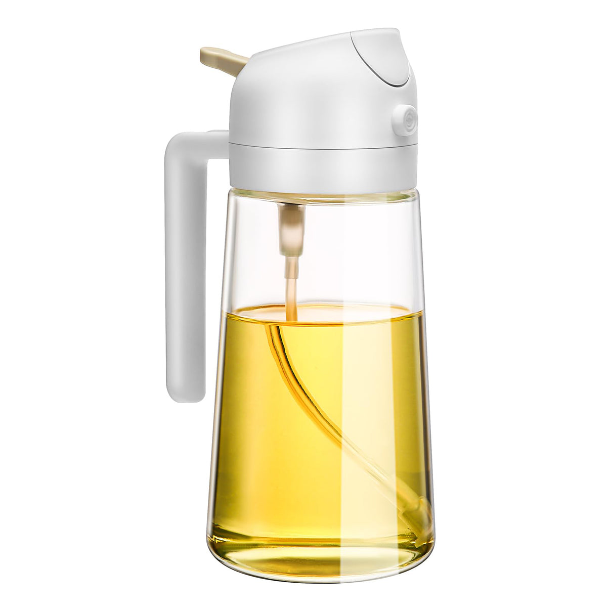 600ml 2-in-1 Glass Oil Sprayer Dispenser | Kitchen Spray | Cooking, Baking & BBQ Use | White