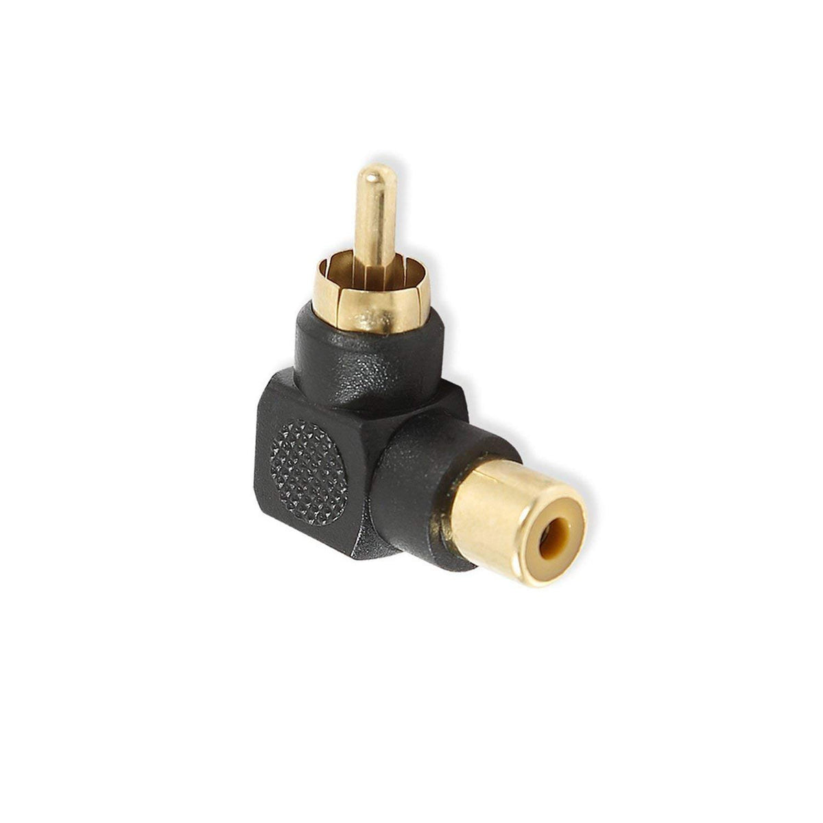 RCA Male to RCA Female Right Angle Adapter | 90-Degree Connector | Black