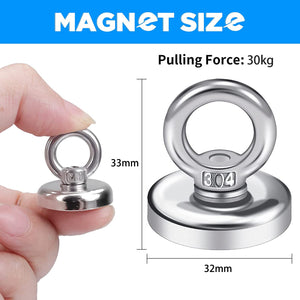 Heavy Duty Magnetic Hooks | 30KG Load | Countersunk Hole Eyebolt for Kitchen, Office, Garage