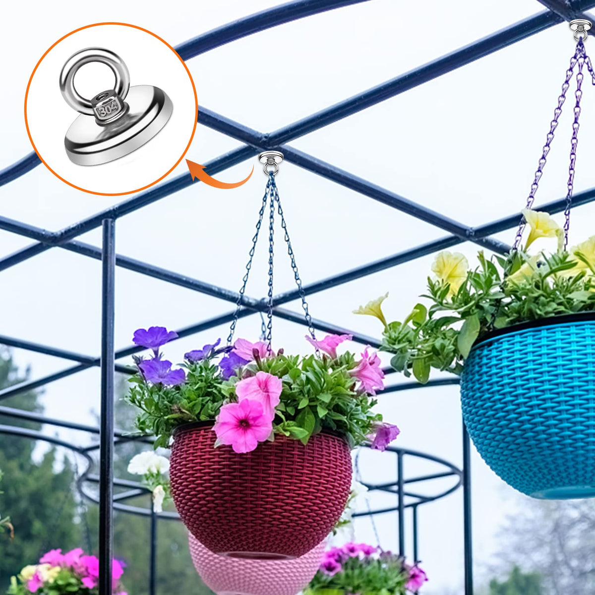 Heavy Duty Magnetic Hooks | 30KG Load | Countersunk Hole Eyebolt for Kitchen, Office, Garage