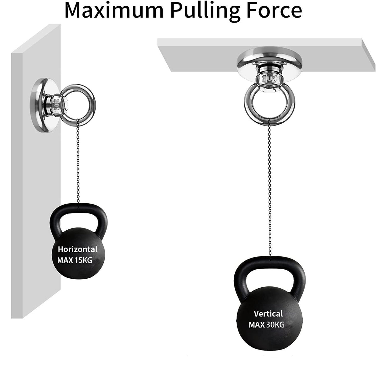 Heavy Duty Magnetic Hooks | 30KG Load | Countersunk Hole Eyebolt for Kitchen, Office, Garage