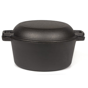 Cast Iron Dutch Oven & Skillet Set | 2-in-1 | 26cm | Pre-Seasoned | Lid Converts to Fry Pan