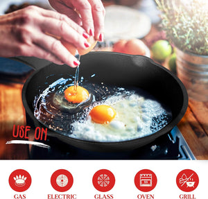 8inch | 21cm Cast Iron Skillet Cookware | Chef Quality | Pre-Seasoned Pan