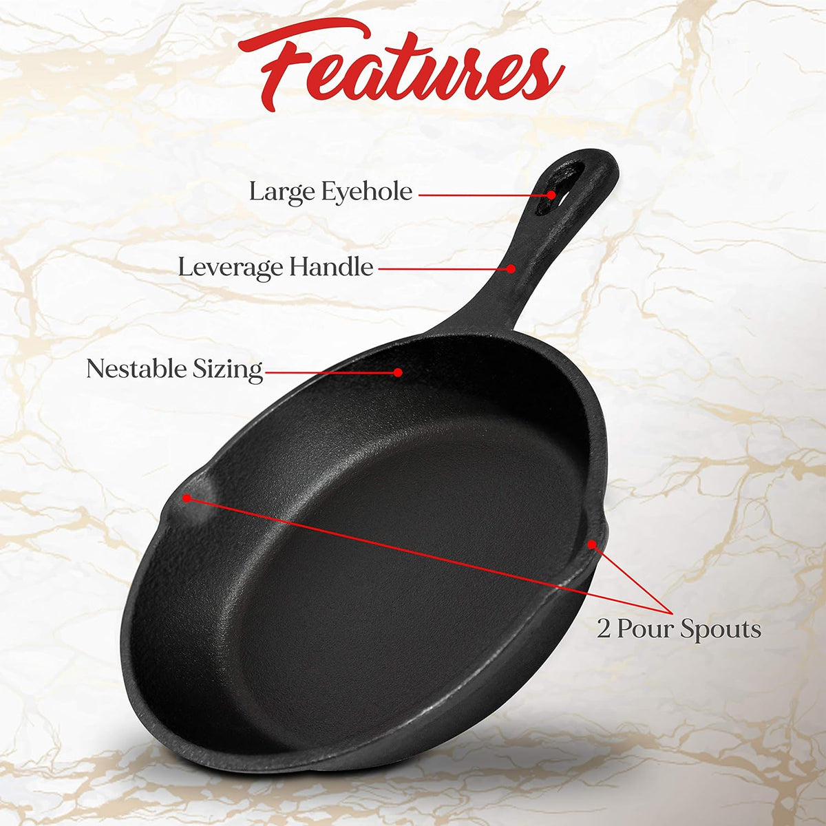 8inch | 21cm Cast Iron Skillet Cookware | Chef Quality | Pre-Seasoned Pan