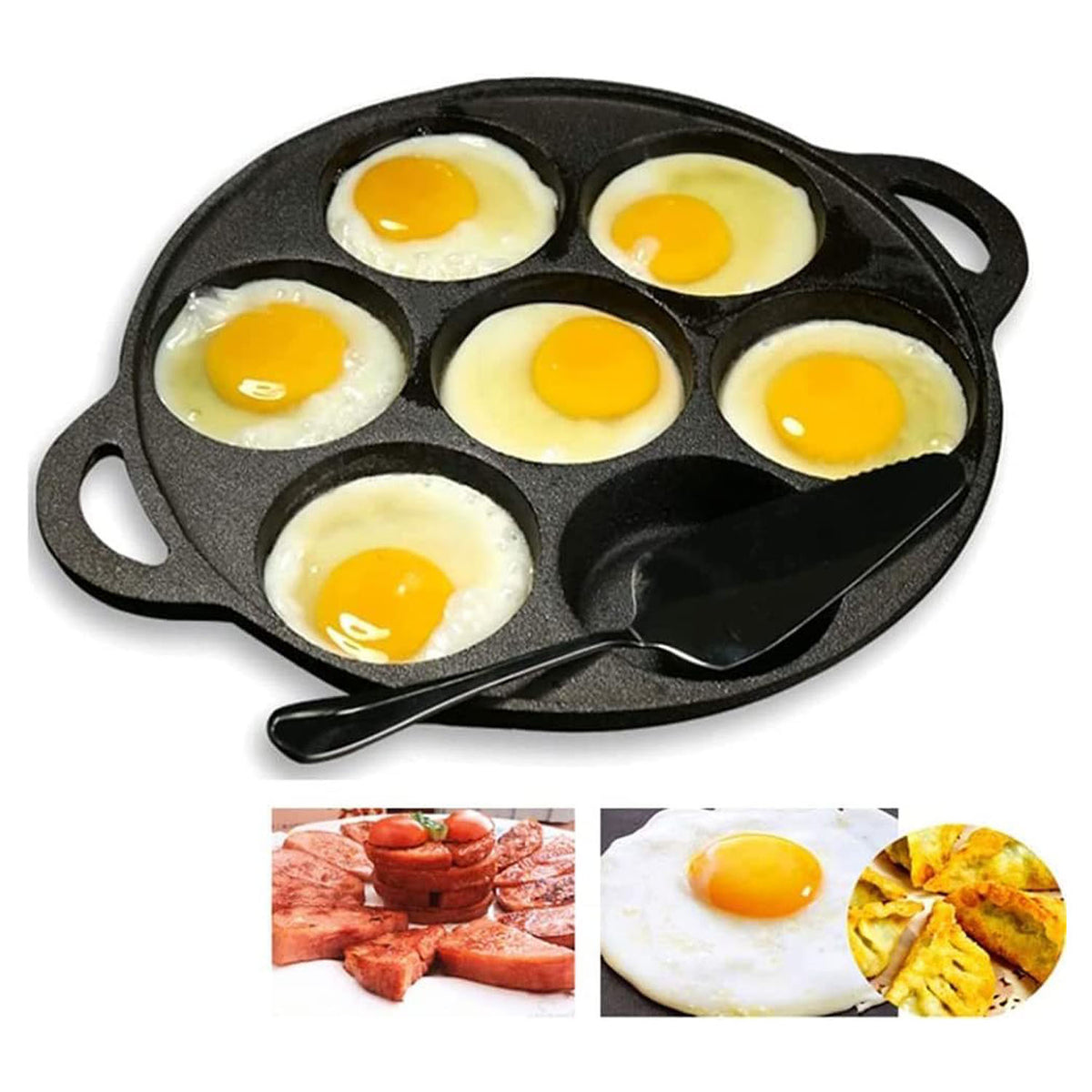 7-Cup Cast Iron Egg Frying Pan | Divided Egg Skillet Pan | Fried Egg Pan Cooker | Pancake Fryer