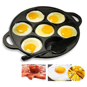 7-Cup Cast Iron Egg Frying Pan | Divided Egg Skillet Pan | Fried Egg Pan Cooker | Pancake Fryer