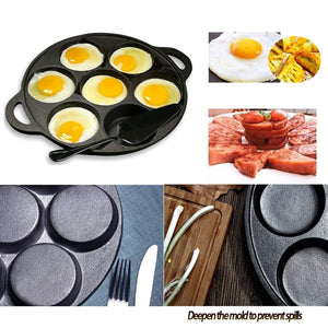 7-Cup Cast Iron Egg Frying Pan | Divided Egg Skillet Pan | Fried Egg Pan Cooker | Pancake Fryer