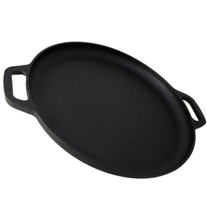 13.5" 35cm Pre-Seasoned Cast Iron Pizza Baking Pan | Cooking Griddle | Stove | Oven | Grill | Campfire