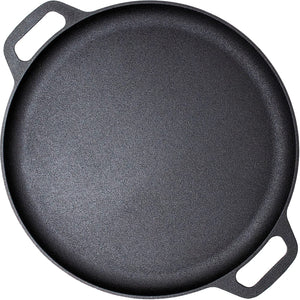 13.5" 35cm Pre-Seasoned Cast Iron Pizza Baking Pan | Cooking Griddle | Stove | Oven | Grill | Campfire