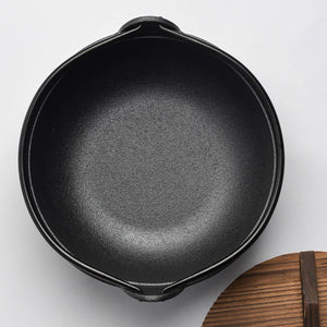 29cm Cast Iron Sukiyaki Iron Pot | Japanese Shabu Shabu Pot | Pan | Stockpot | Wooden Lid | Home Camping Picnic