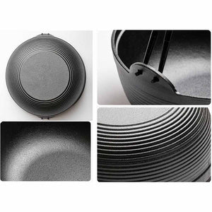 29cm Cast Iron Sukiyaki Iron Pot | Japanese Shabu Shabu Pot | Pan | Stockpot | Wooden Lid | Home Camping Picnic