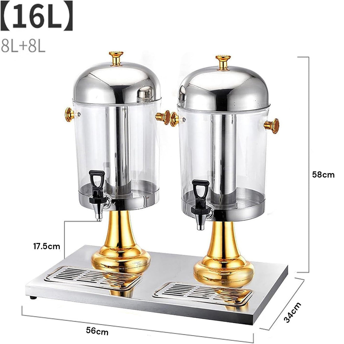 16L Commercial Buffet Beverage Dispenser | Gold Drink Container for Juice & Beverages
