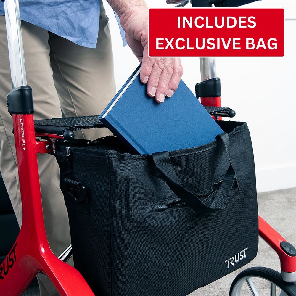 Let's Fly Mobility Rollator Wheelie Walker | Red