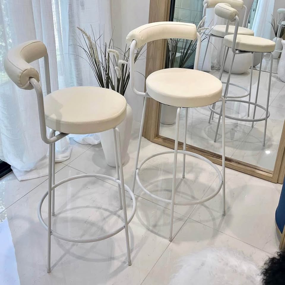 Interior Ave - Calipo White Leather Kitchen Bar Stool | Set of 2