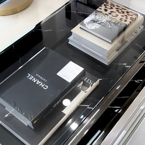 Interior Ave Vogue Coffee Table | Black Marble Stone & Glass | Elegant Style