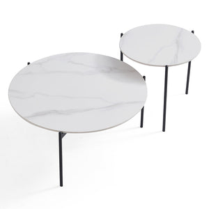 Interior Ave Bianco Nested Coffee Table Set | White Marble Stone | Modern Design