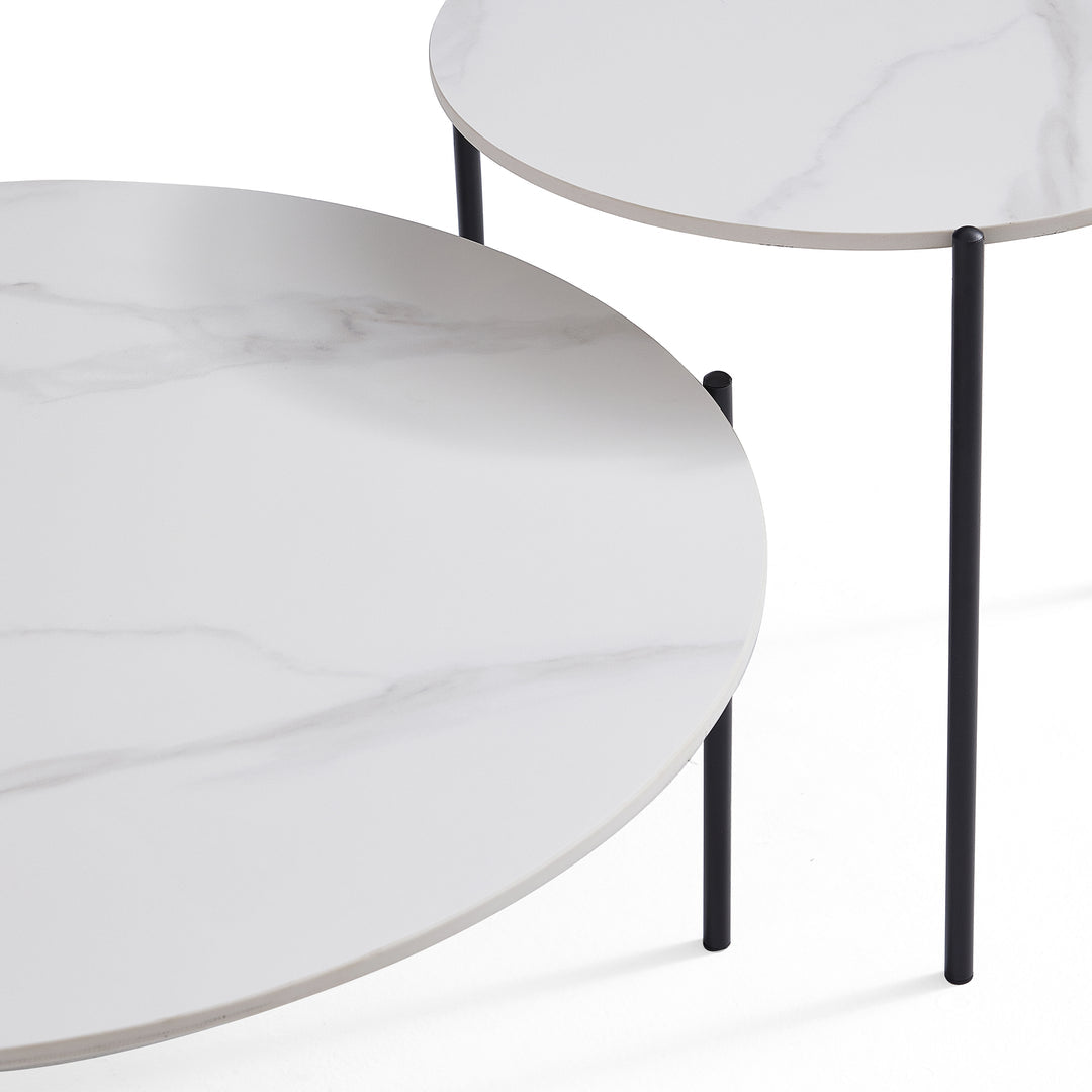 Interior Ave Bianco Nested Coffee Table Set | White Marble Stone | Modern Design