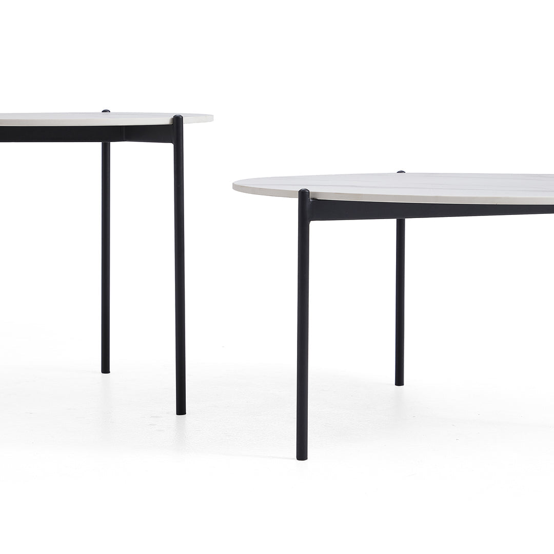 Interior Ave Bianco Nested Coffee Table Set | White Marble Stone | Modern Design