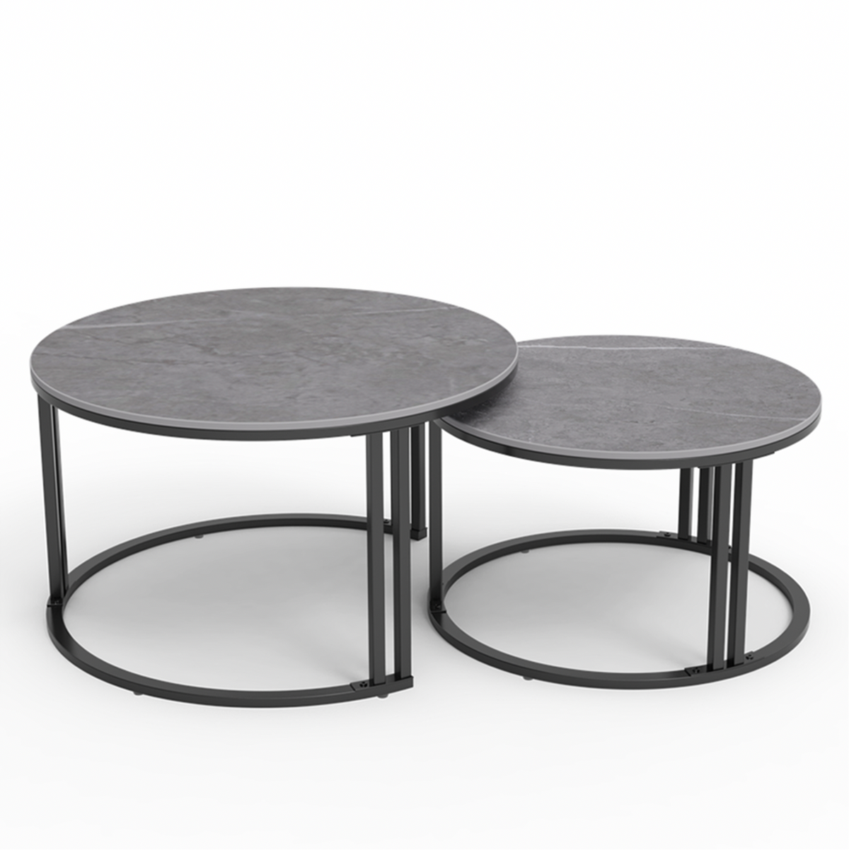 Interior Ave Premier Nested Coffee Table Set | Grey Stone | Contemporary Style