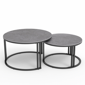 Interior Ave Premier Nested Coffee Table Set | Grey Stone | Contemporary Style