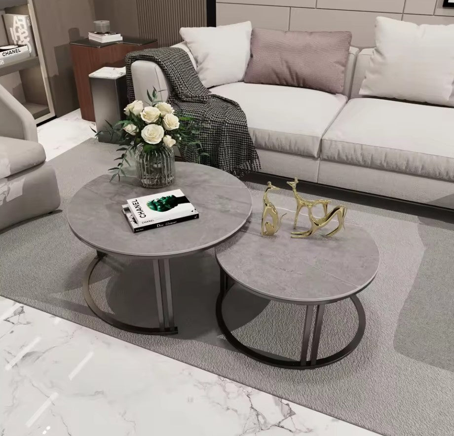 Interior Ave Premier Nested Coffee Table Set | Grey Stone | Contemporary Style
