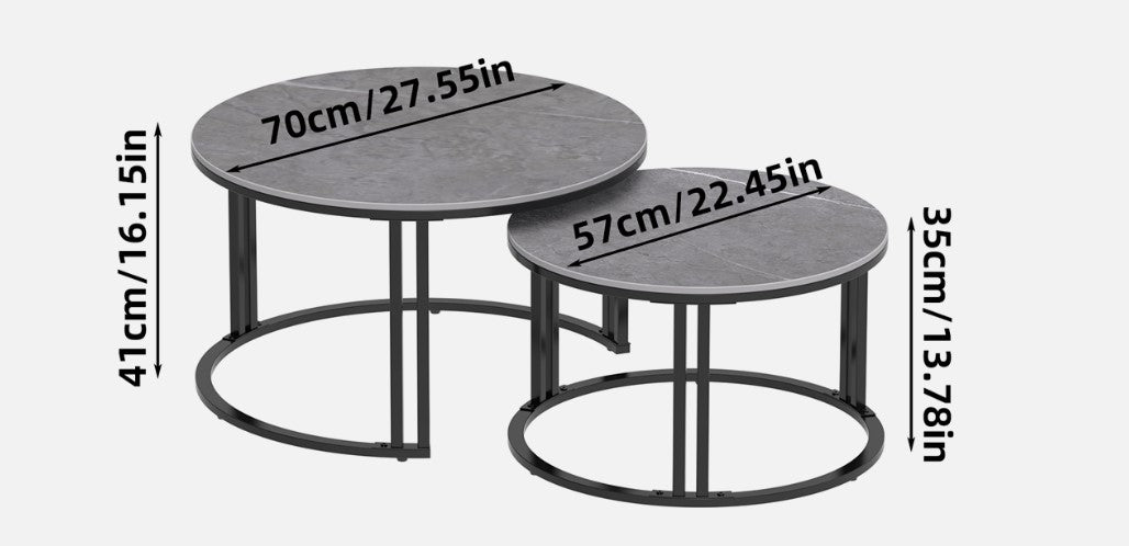 Interior Ave Premier Nested Coffee Table Set | Grey Stone | Contemporary Style