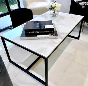Interior Ave Monaco Rectangle Coffee Table | White Marble Stone | Luxurious Design
