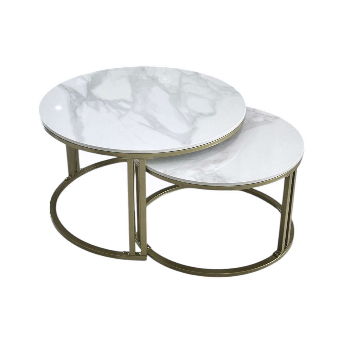 Interior Ave Premier Nested Coffee Table Set | White Marble Stone