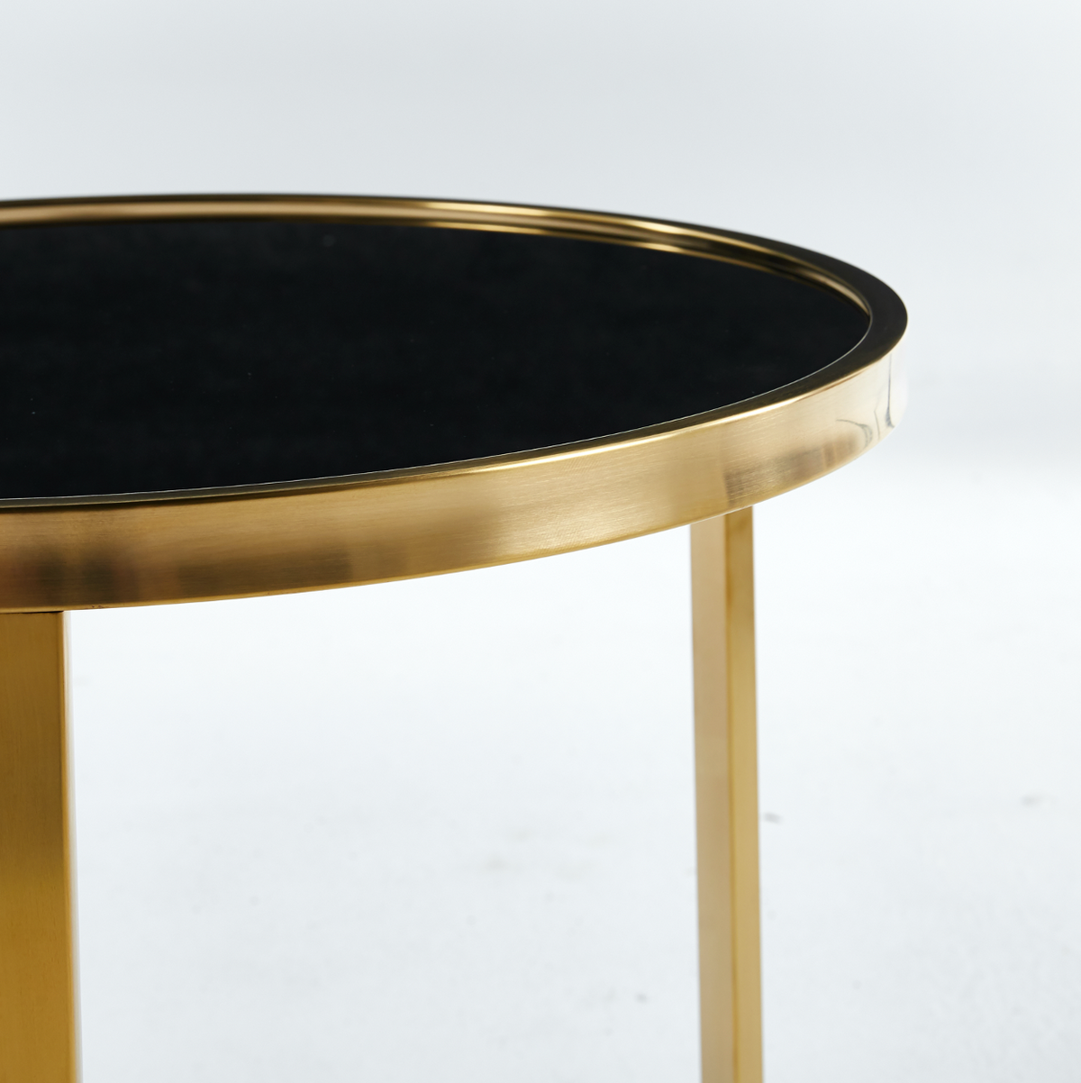 Interior Ave Designer Giselle Black Glass & Brushed Gold Coffee Table Set | Modern & Luxe