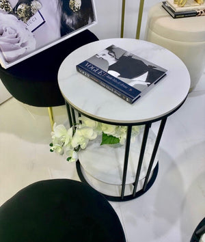 Interior Ave | Cleo Black Two Shelf Stone Side Table