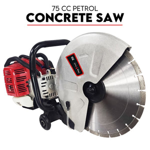 Petrol Demolition Saw | 75CC Concrete Cut Off Wet Road Cutter | Brick Cutting | 350MM Blade