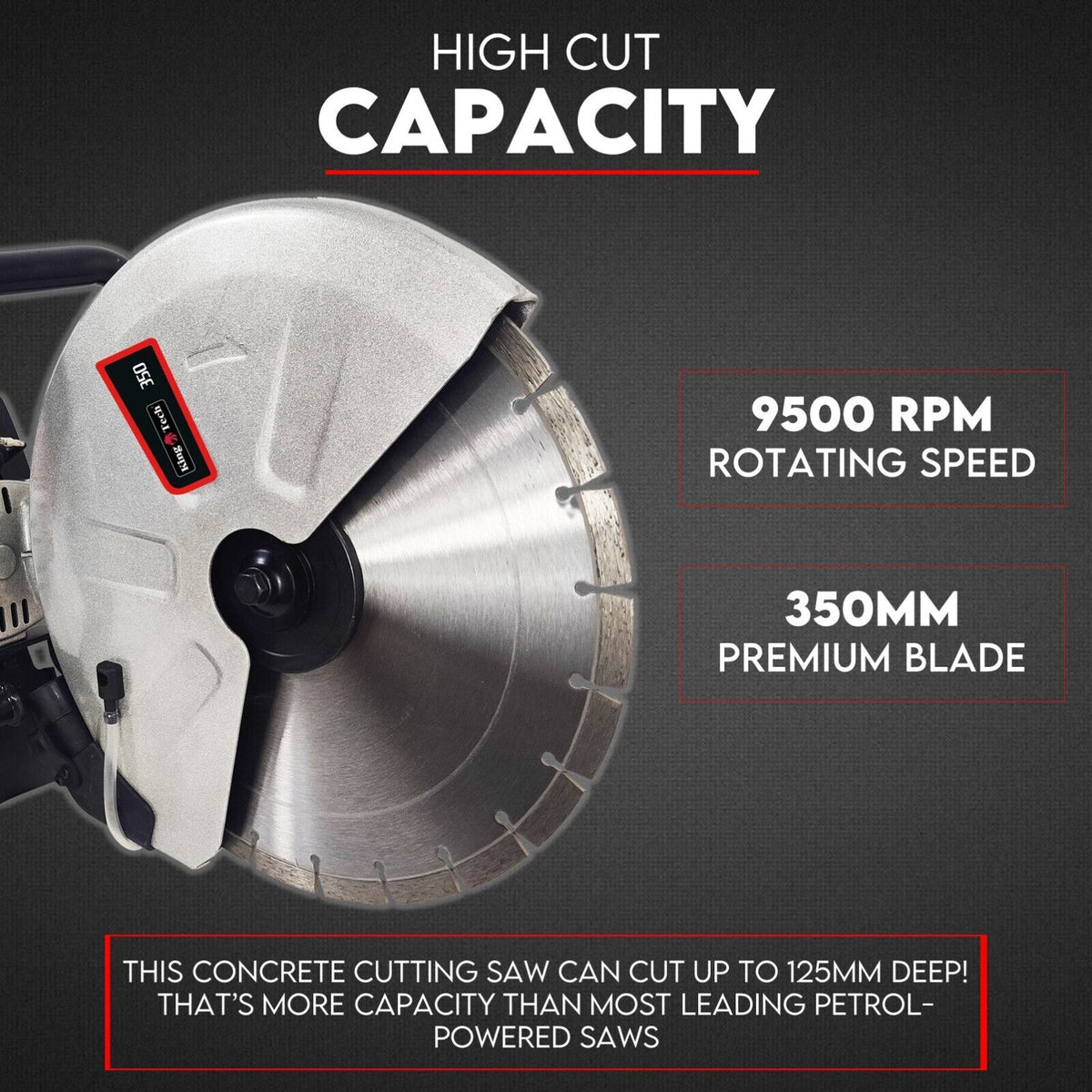 Petrol Demolition Saw | 75CC Concrete Cut Off Wet Road Cutter | Brick Cutting | 350MM Blade