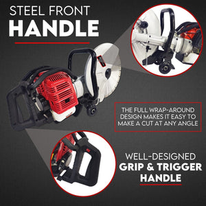 Petrol Demolition Saw | 75CC Concrete Cut Off Wet Road Cutter | Brick Cutting | 350MM Blade