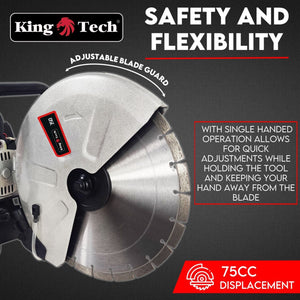 Petrol Demolition Saw | 75CC Concrete Cut Off Wet Road Cutter | Brick Cutting | 350MM Blade