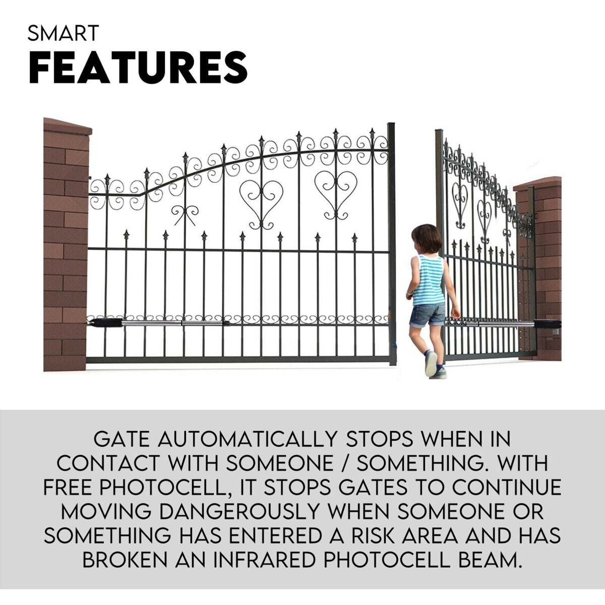 Double Swing Gate Opener Automatic Full Solar Power Kit | Remote Control