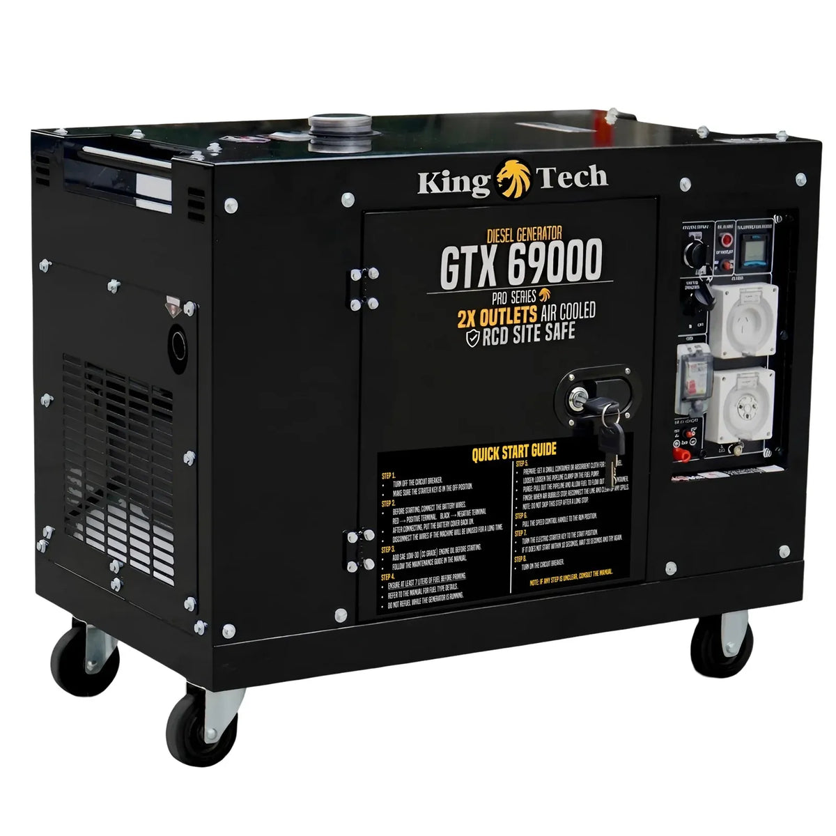 KINGTECH Diesel Generator | 8.4kW Max | 6kW Rated | Single Phase | Portable 13HP Power