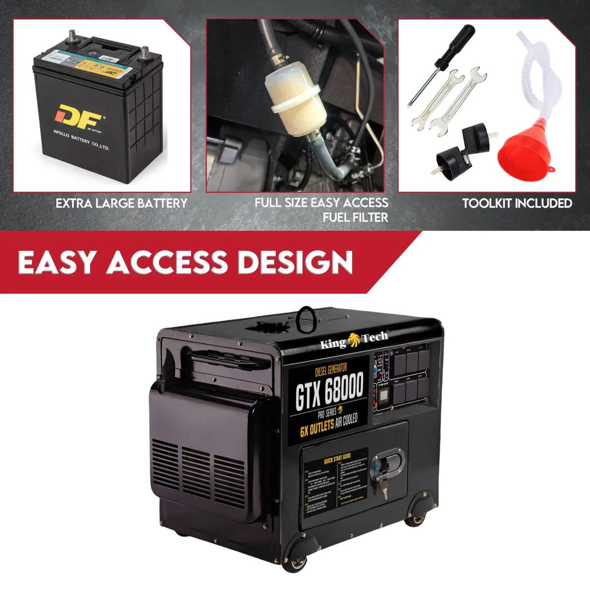 Diesel Generator | Single Phase | 8.4kW Rated | 6kW | 13HP Portable Backup Power