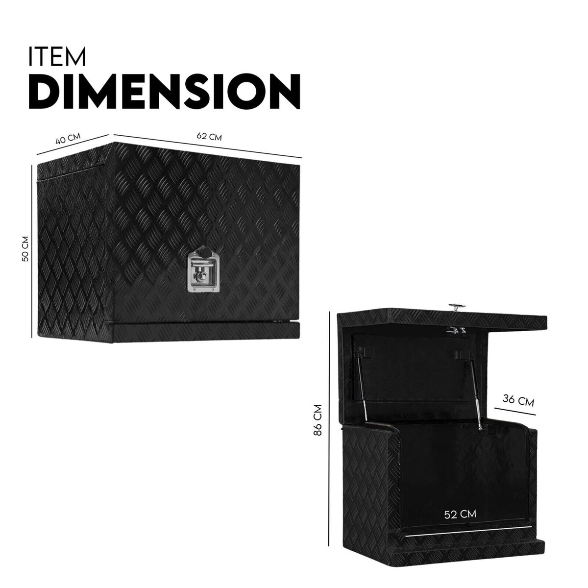 Aluminium Toolbox Ute Tool Box | Generator Trailer Canopy | 620x400x500