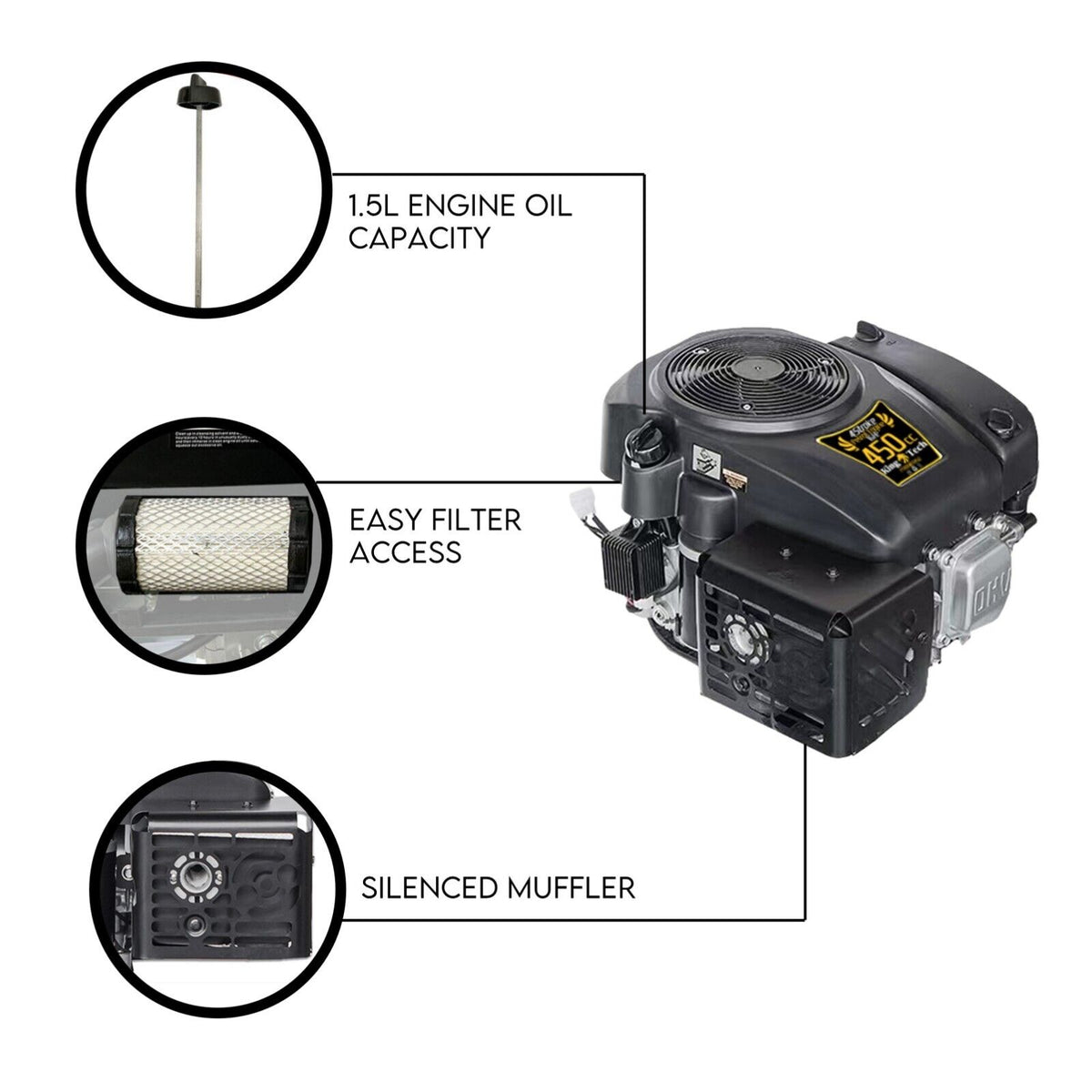 Lawn Mower Engine | 16HP Vertical Shaft | Petrol Motor | 4-Stroke Ride-On Mower