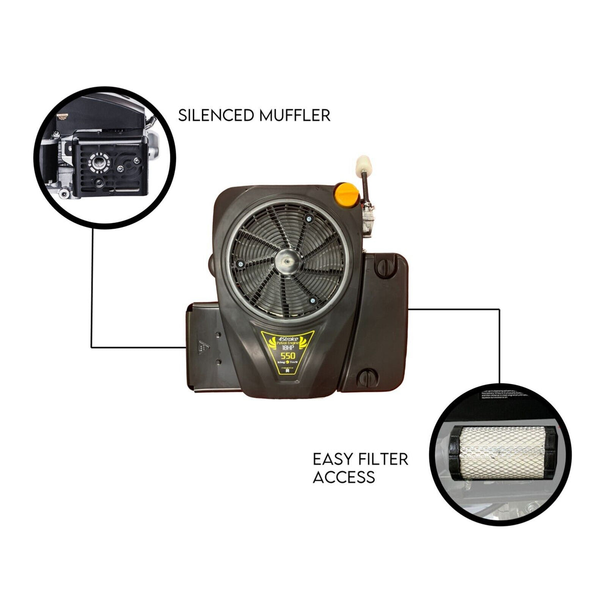 Lawn Mower Engine | 18HP Vertical Shaft | Petrol Motor | 4-Stroke OHV | Ride-On Mower