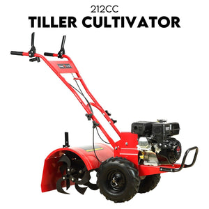 Petrol Tiller Cultivator | 212cc | 4 Blades | Rotary Hoe | Handheld Garden Tool