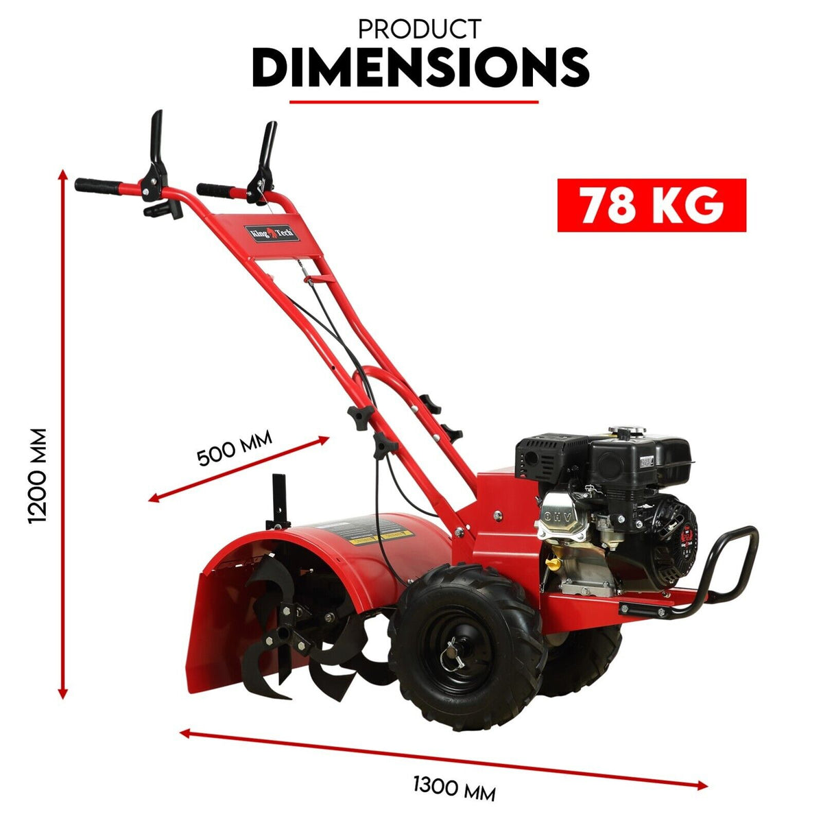 Petrol Tiller Cultivator | 212cc | 4 Blades | Rotary Hoe | Handheld Garden Tool