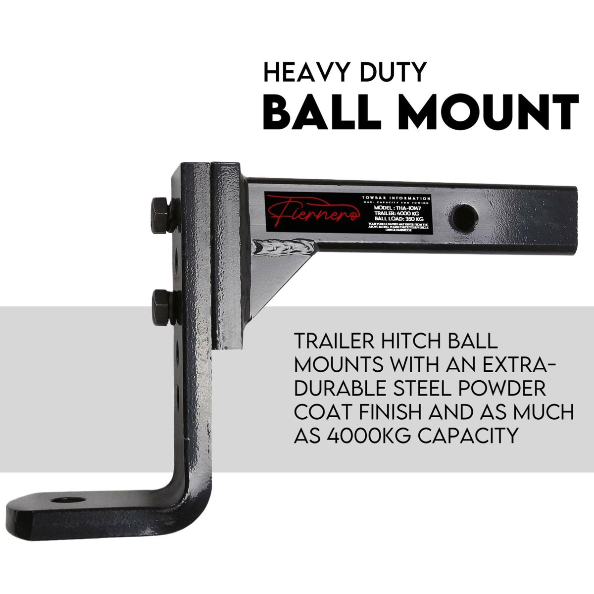 Adjustable Drop Towbar with 2" Hitch, Ball Mount Tongue for Trailer - 4000KG