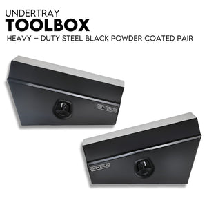 Black Steel 750mm Under Tray Tool Box Underbody Pair Set