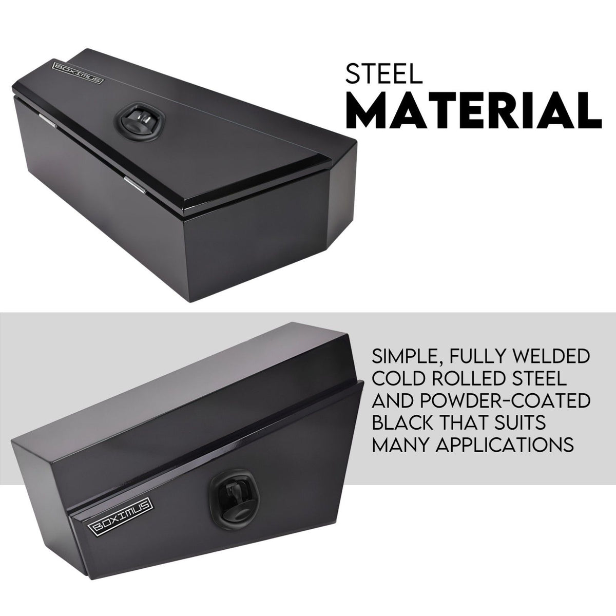 Black Steel 750mm Under Tray Tool Box Underbody Pair Set