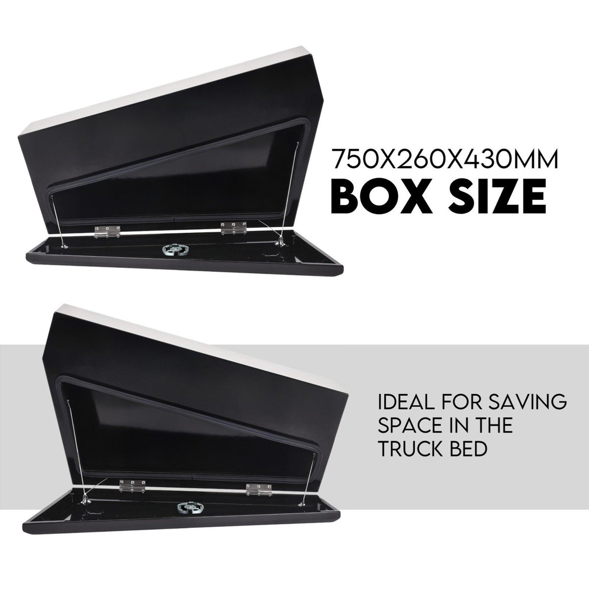 Black Steel 750mm Under Tray Tool Box Underbody Pair Set