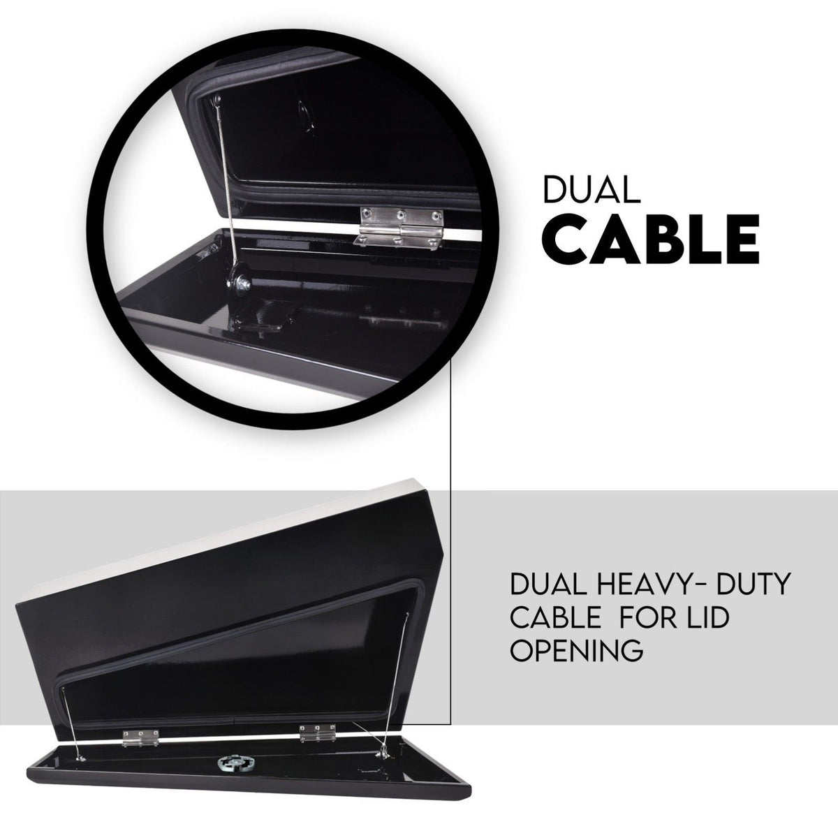 Black Steel 750mm Under Tray Tool Box Underbody Pair Set