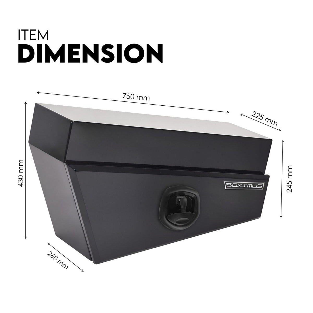 Black Steel 750mm Under Tray Tool Box Underbody Pair Set